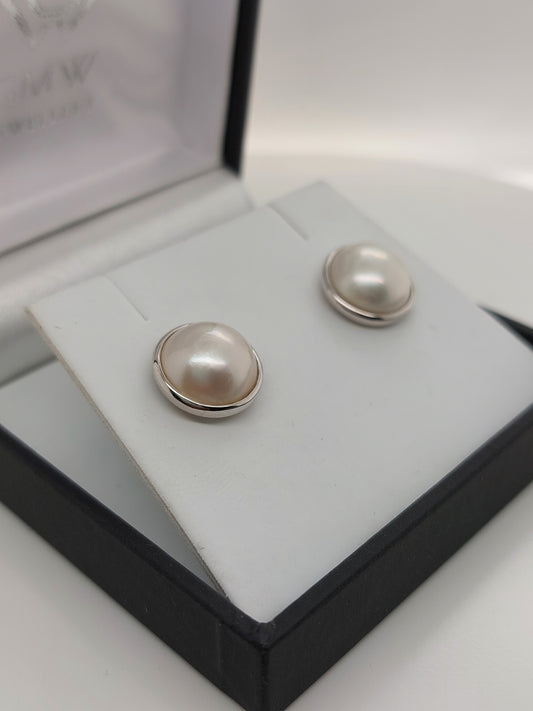 White Mabe Pearl Studs