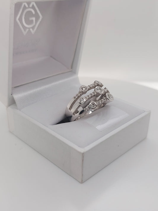 3 Row Diamond Ring