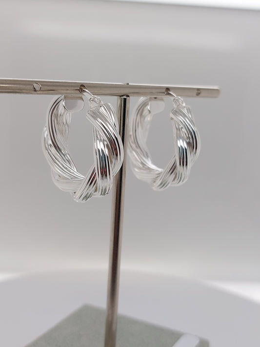 Silver Wreath Hoop Earrings