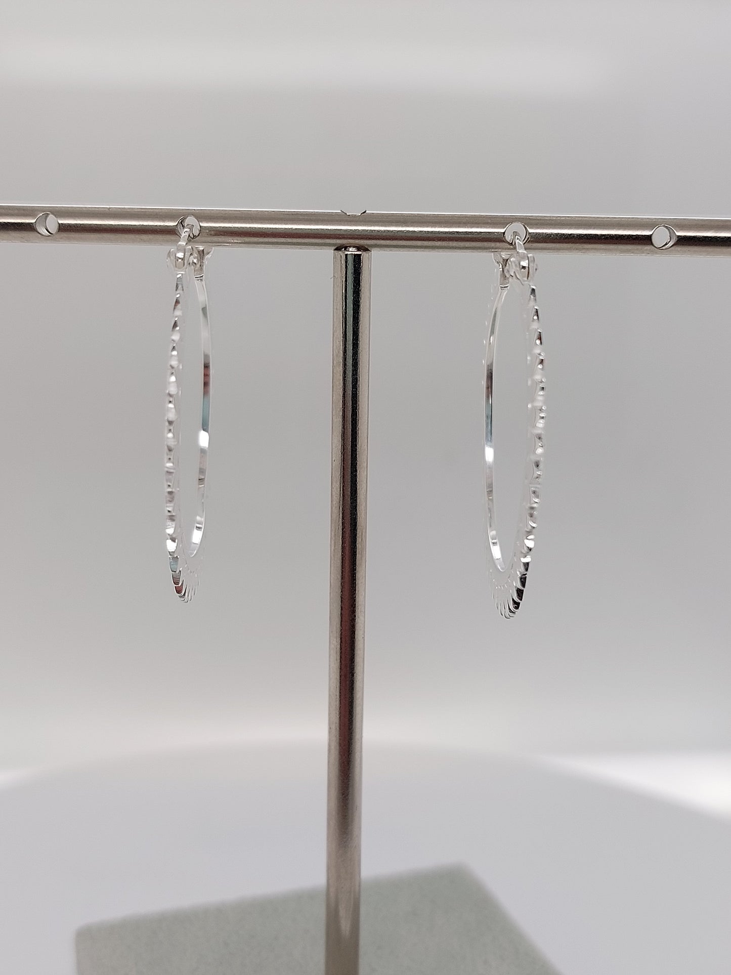 Silver Petal Hoop Earrings