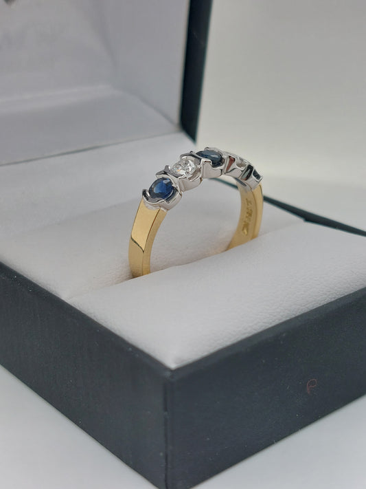 Semi Bezel Sapphire & Diamond Ring