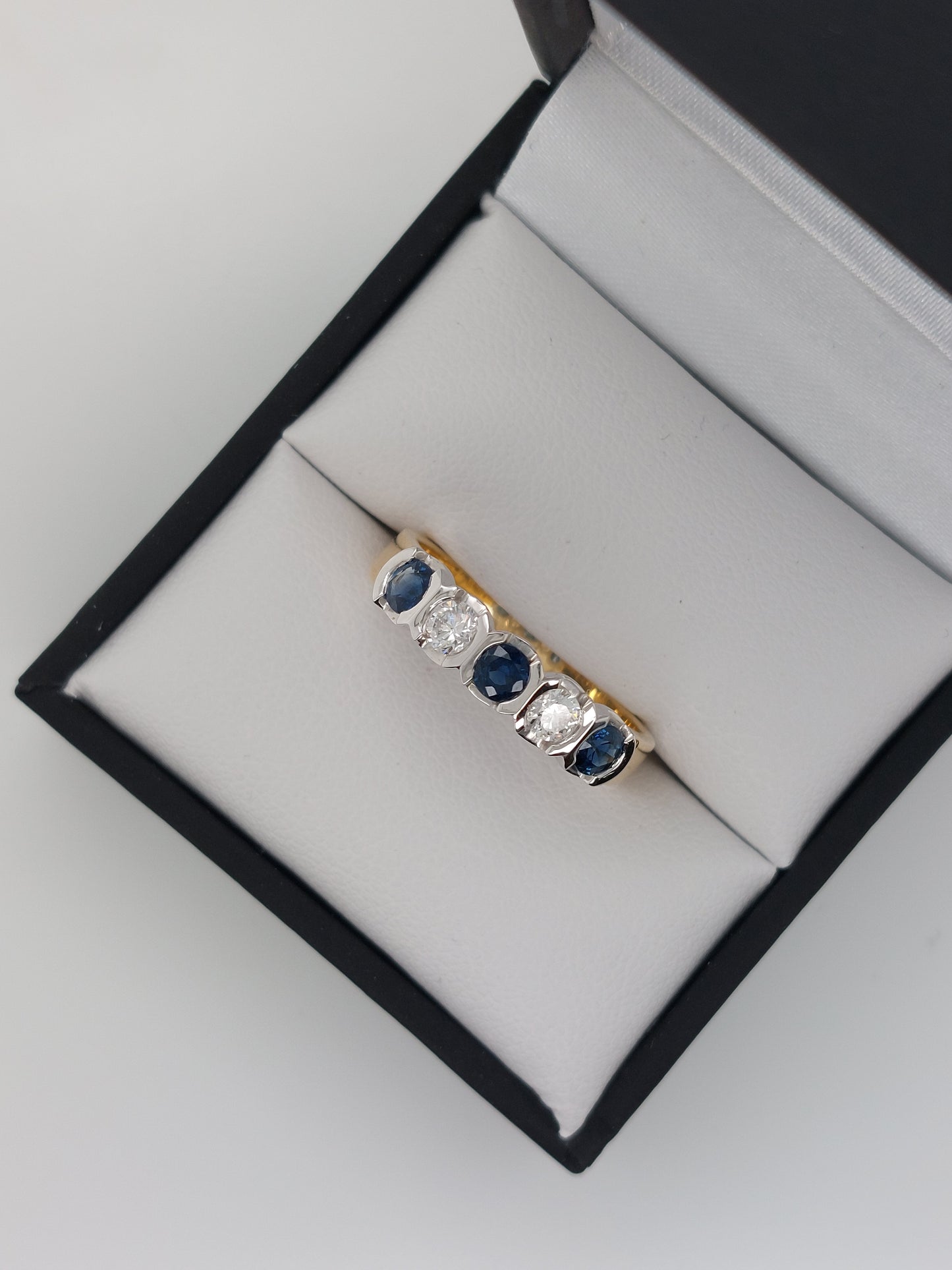 Semi Bezel Sapphire & Diamond Ring