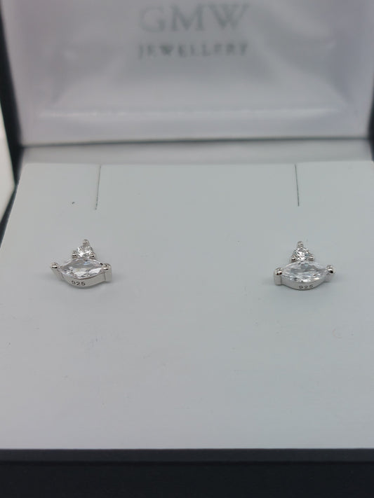 Marquise & Round Stud Earrings