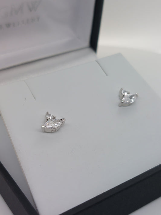 Marquise & Round Stud Earrings