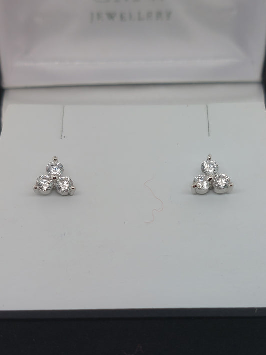 3 CZ Stud Earrings