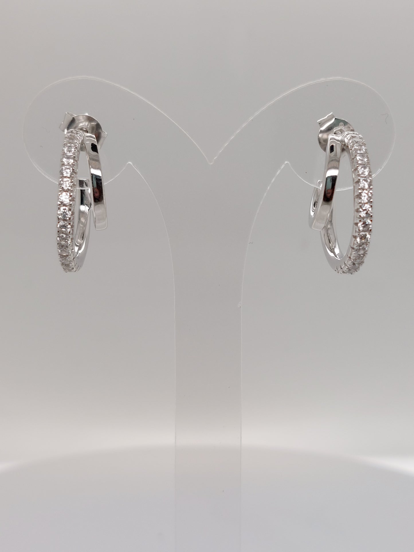 Silver Double CZ Hoops