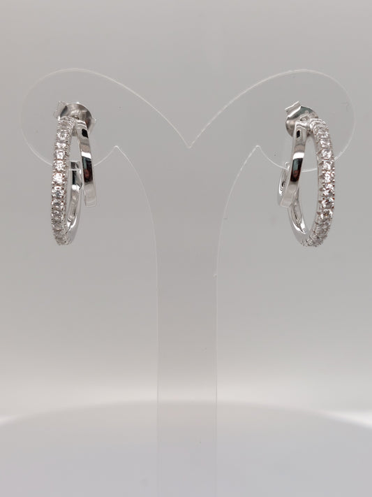 Silver Double CZ Hoops