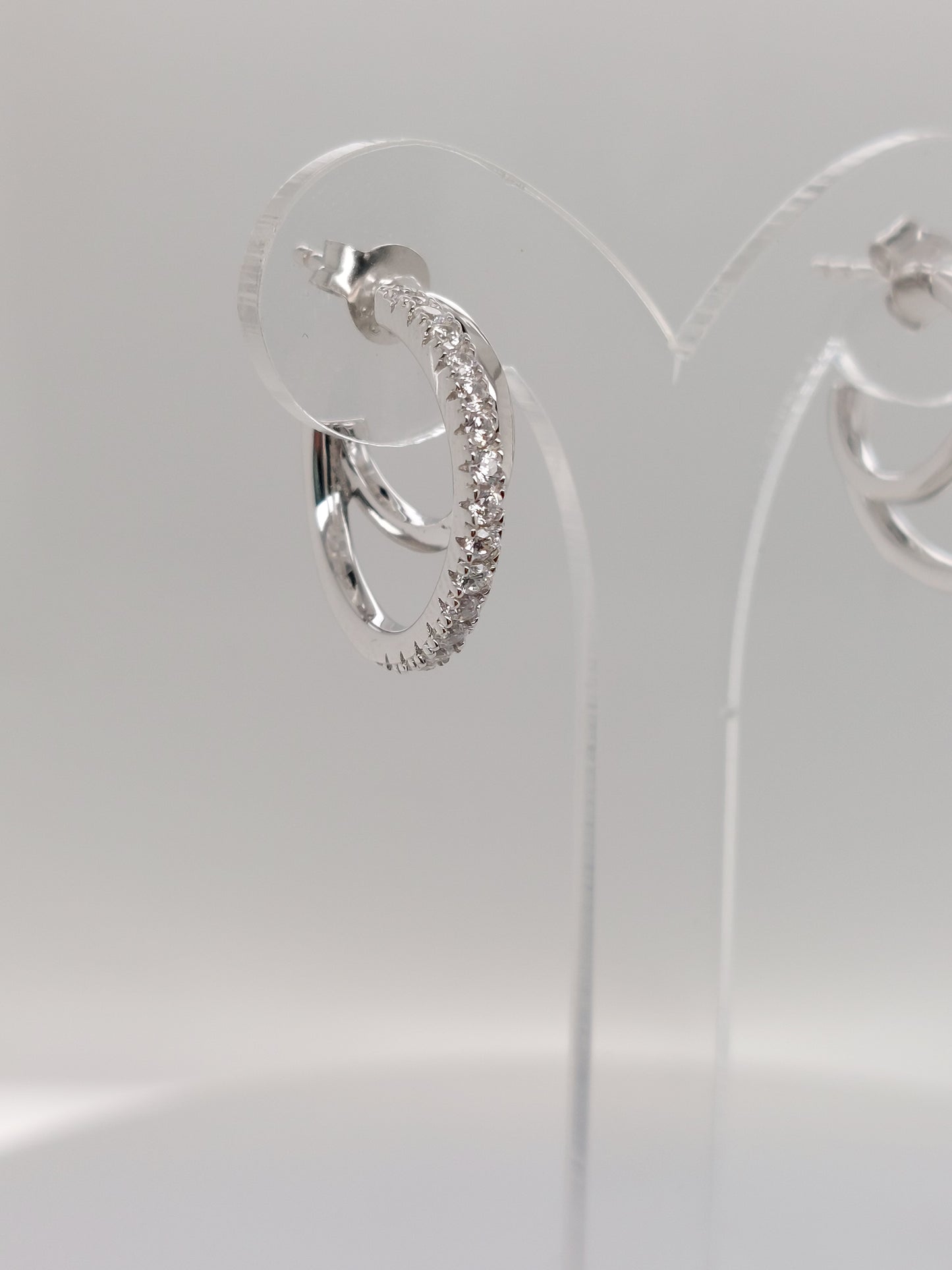 Silver Double CZ Hoops