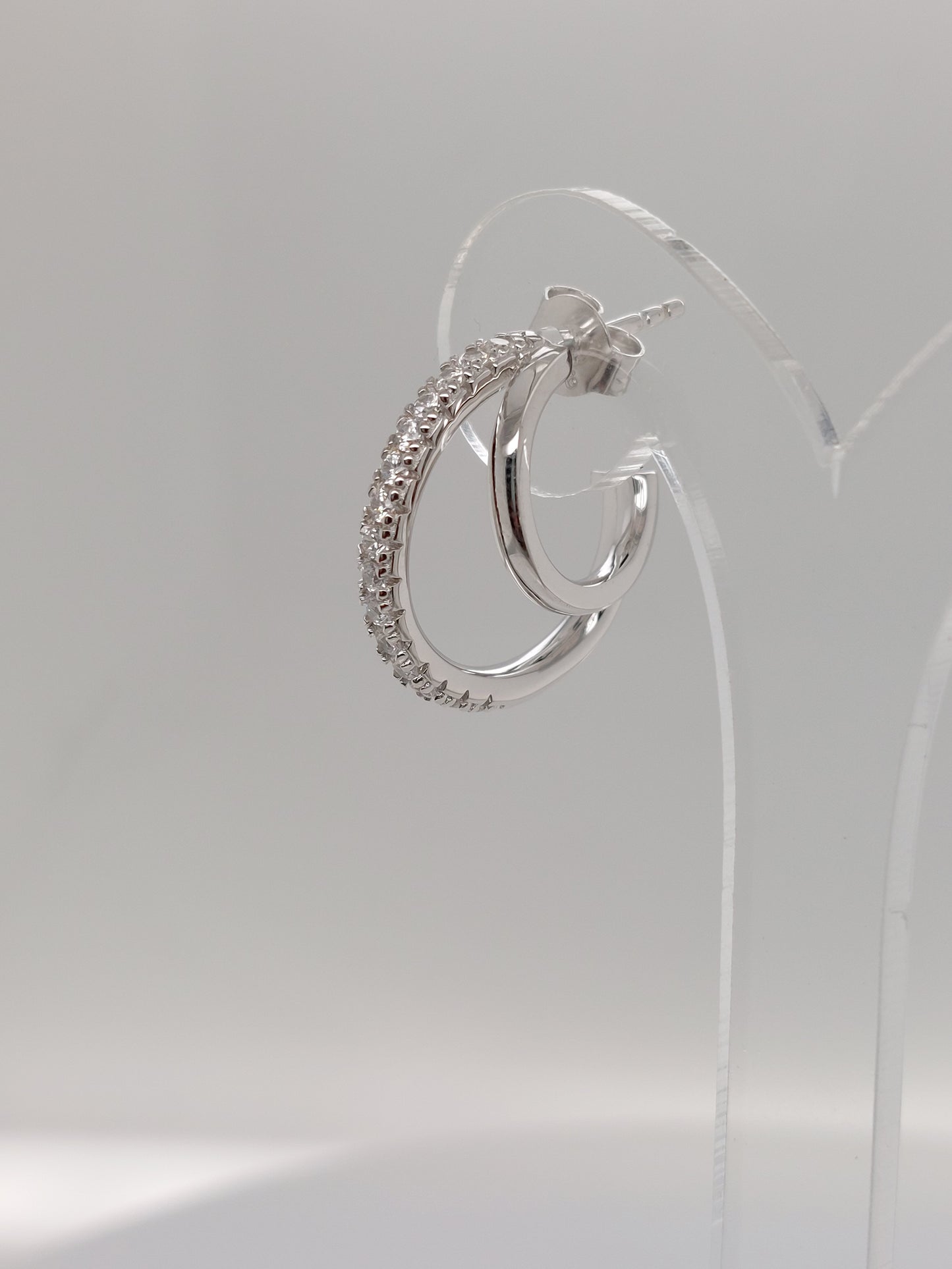 Silver Double CZ Hoops