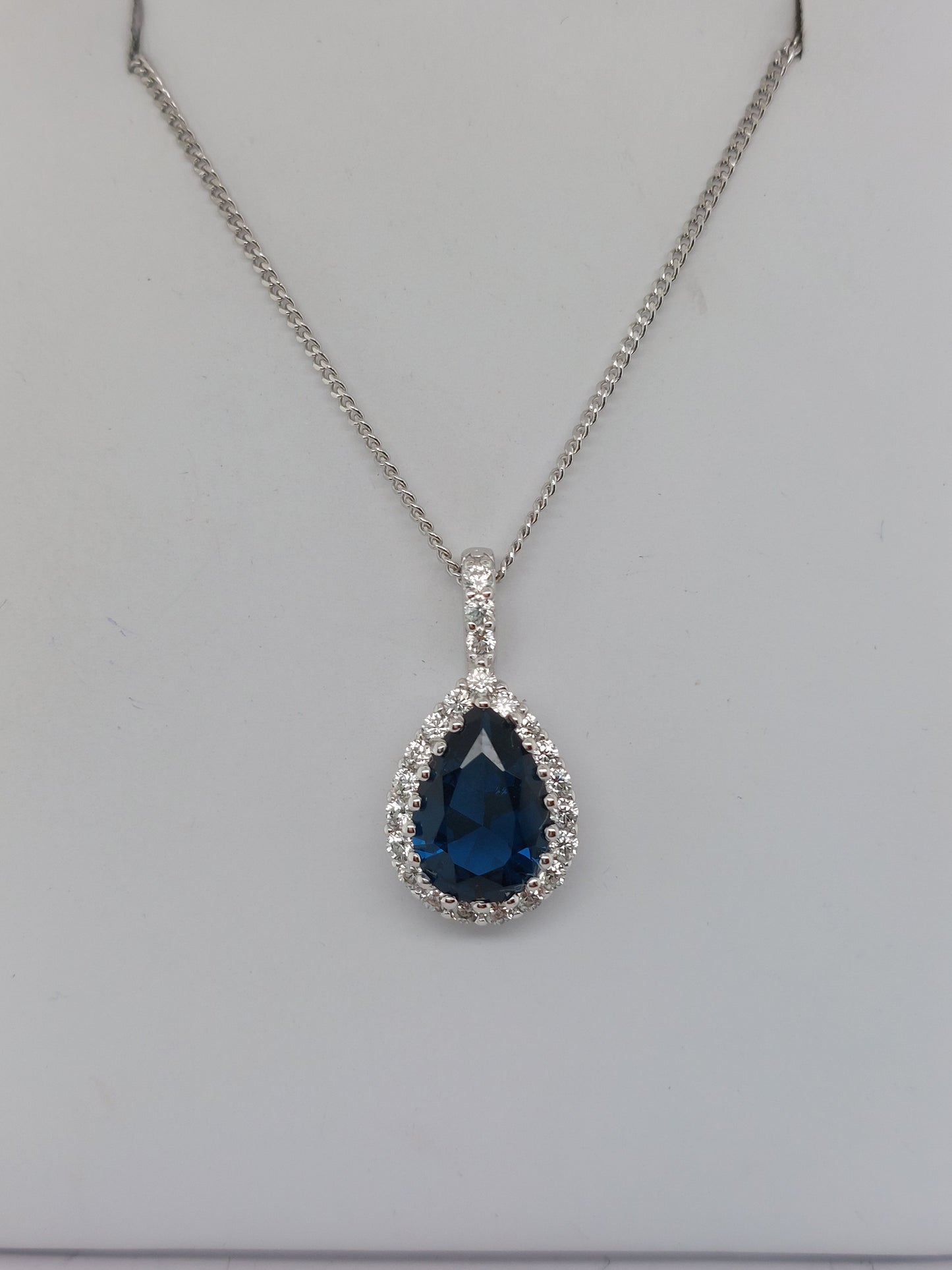 Blue & White Pear Pendant