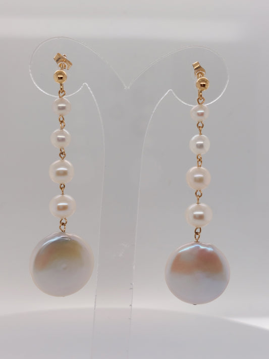 Ball & Pearl Drop Earrings