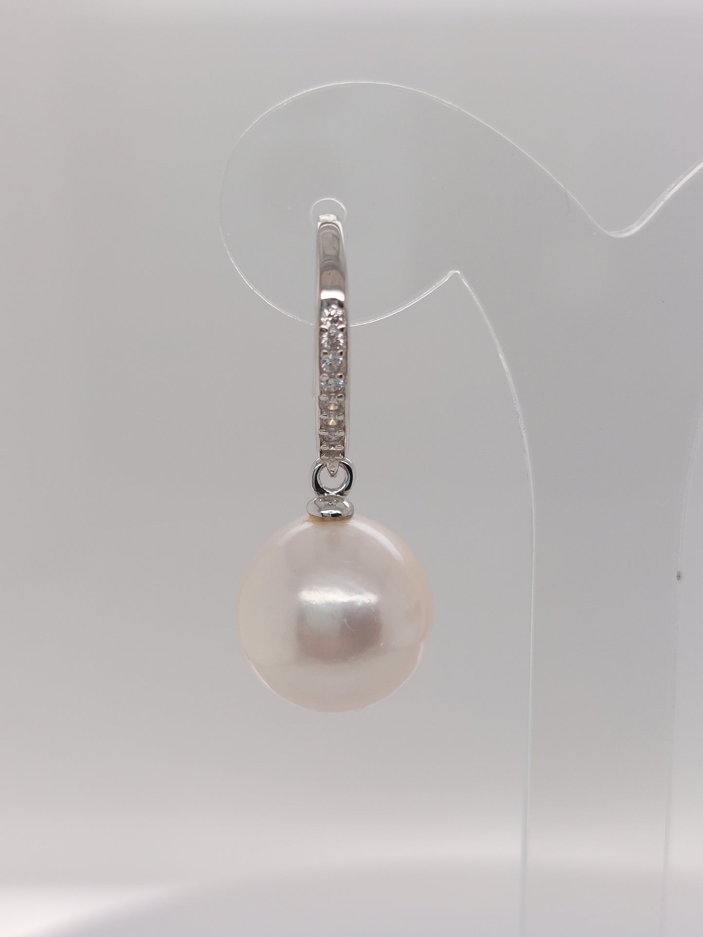 Pearl & CZ Drop Earring