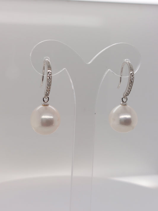 Pearl & CZ Drop Earring