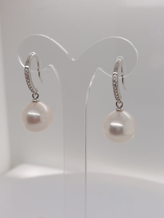 Pearl & CZ Drop Earring