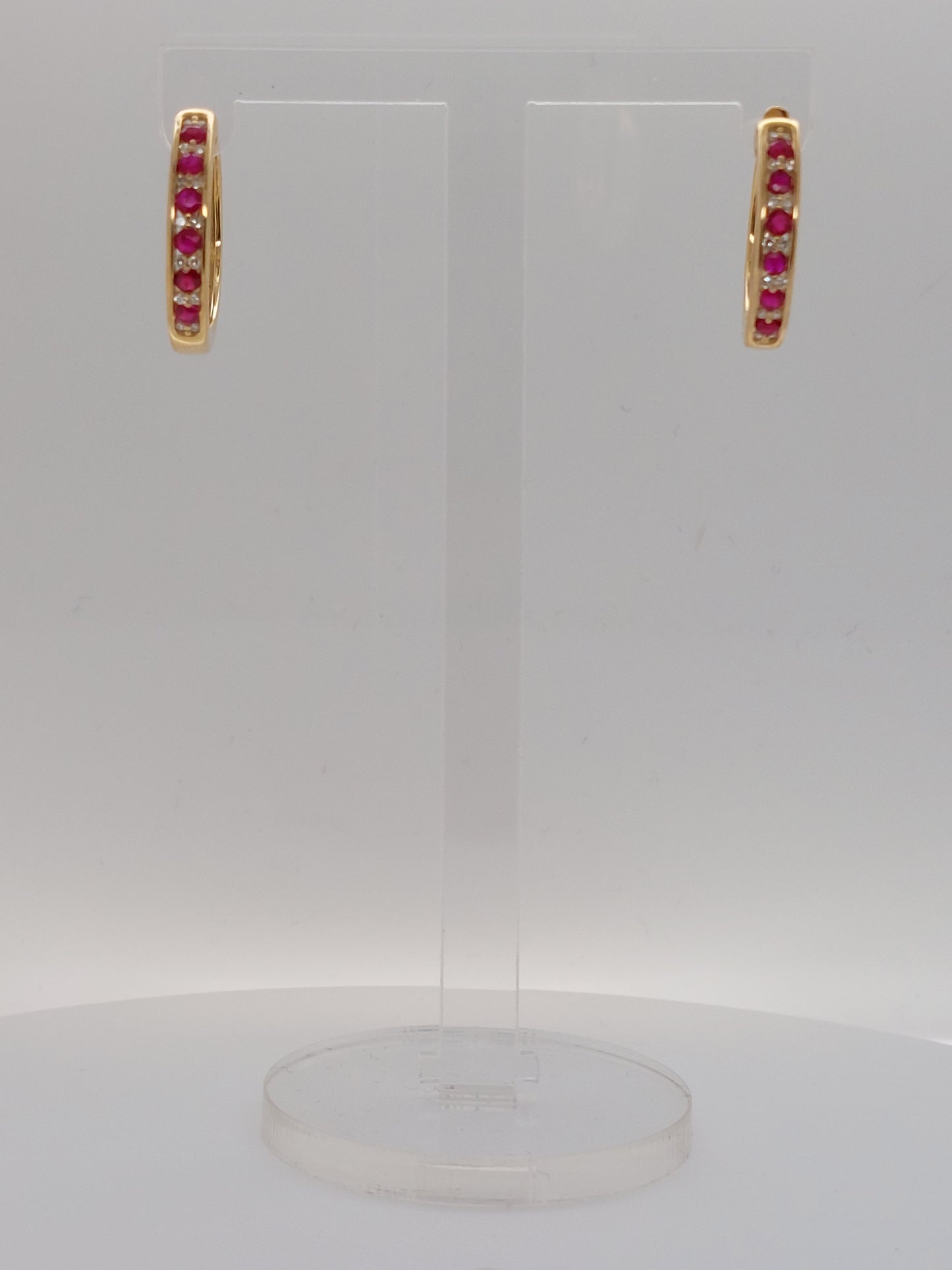 Ruby & Diamond Hoops