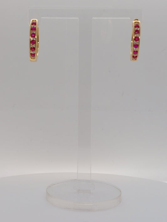 Ruby & Diamond Hoops