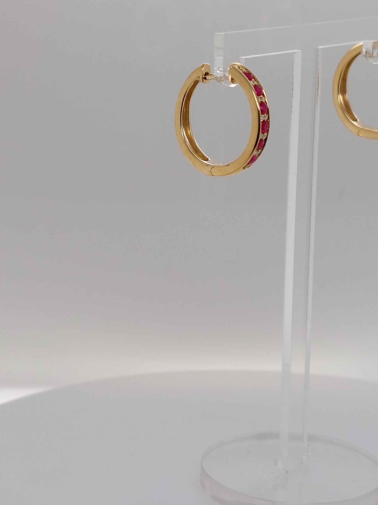 Ruby & Diamond Hoops