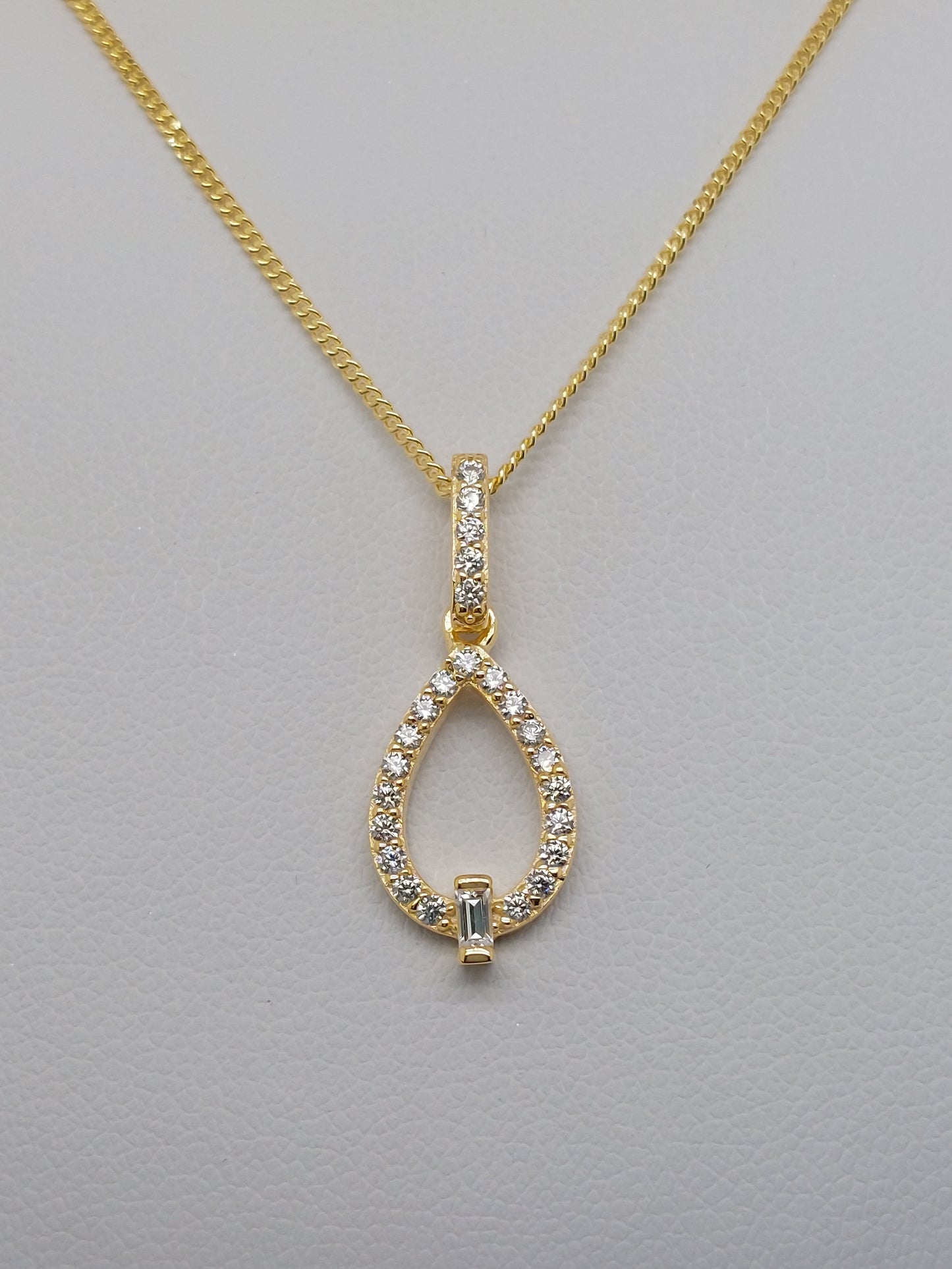 Open Teardrop Baguette Necklace