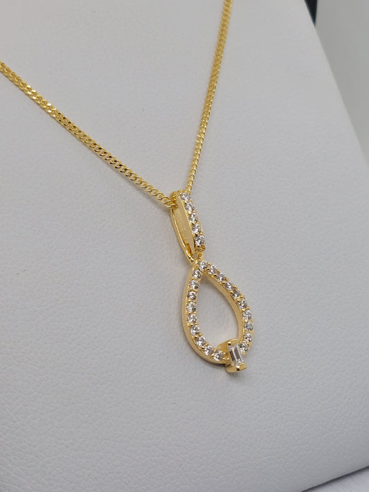 Open Teardrop Baguette Necklace