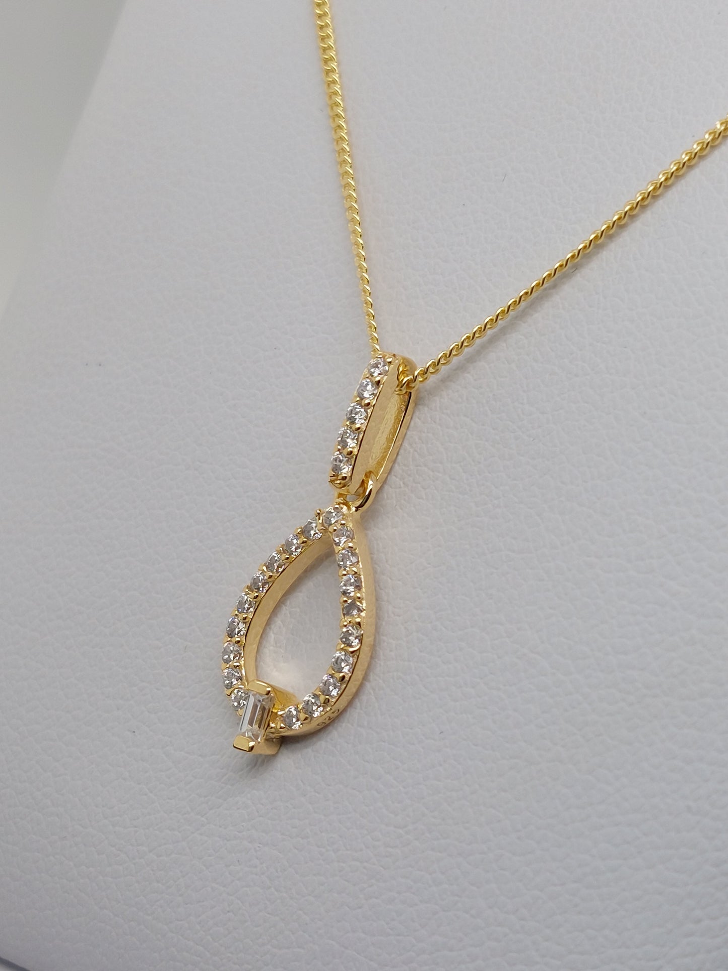 Open Teardrop Baguette Necklace