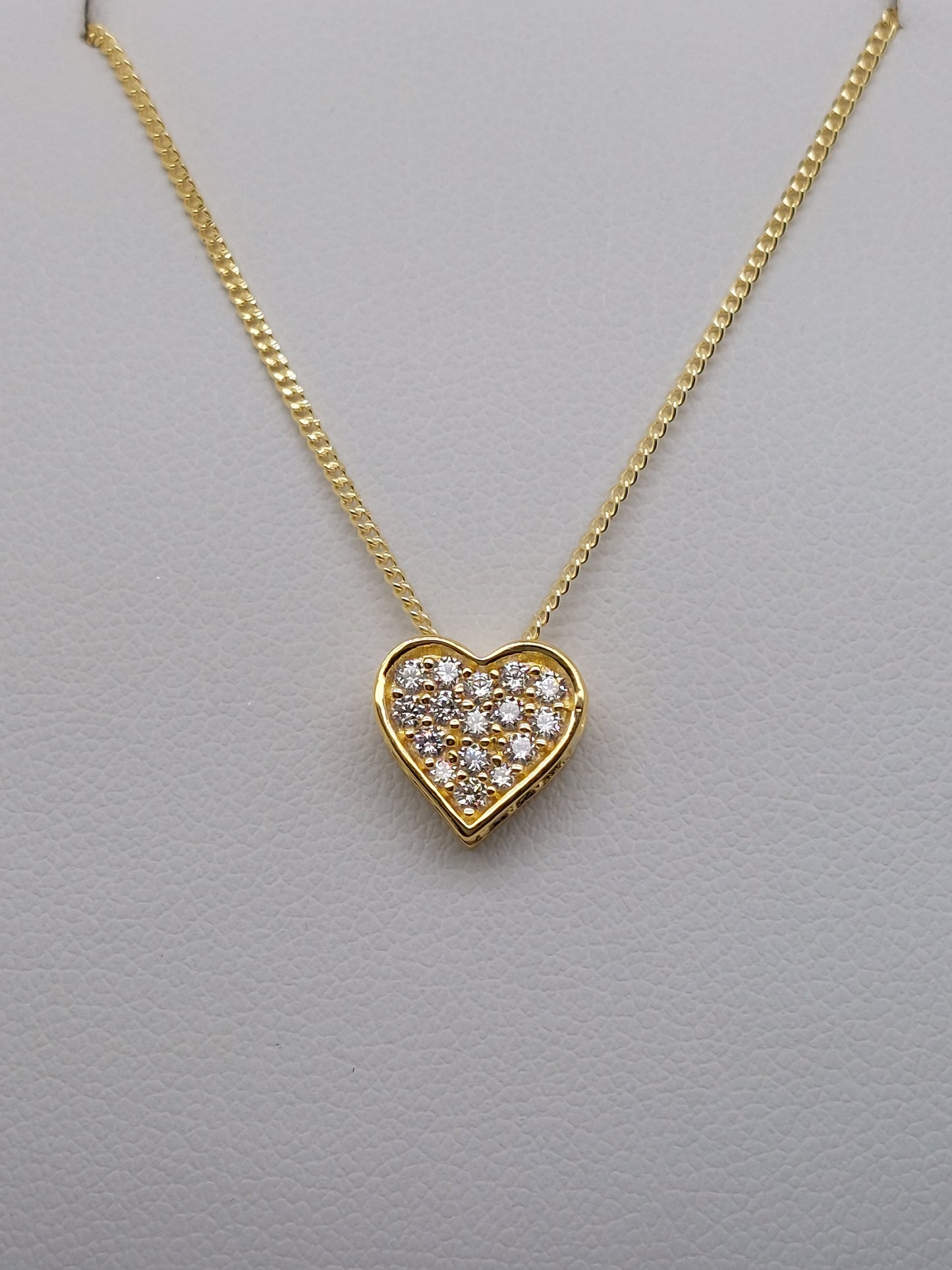 Gold Tone Pave Set Heart Necklace