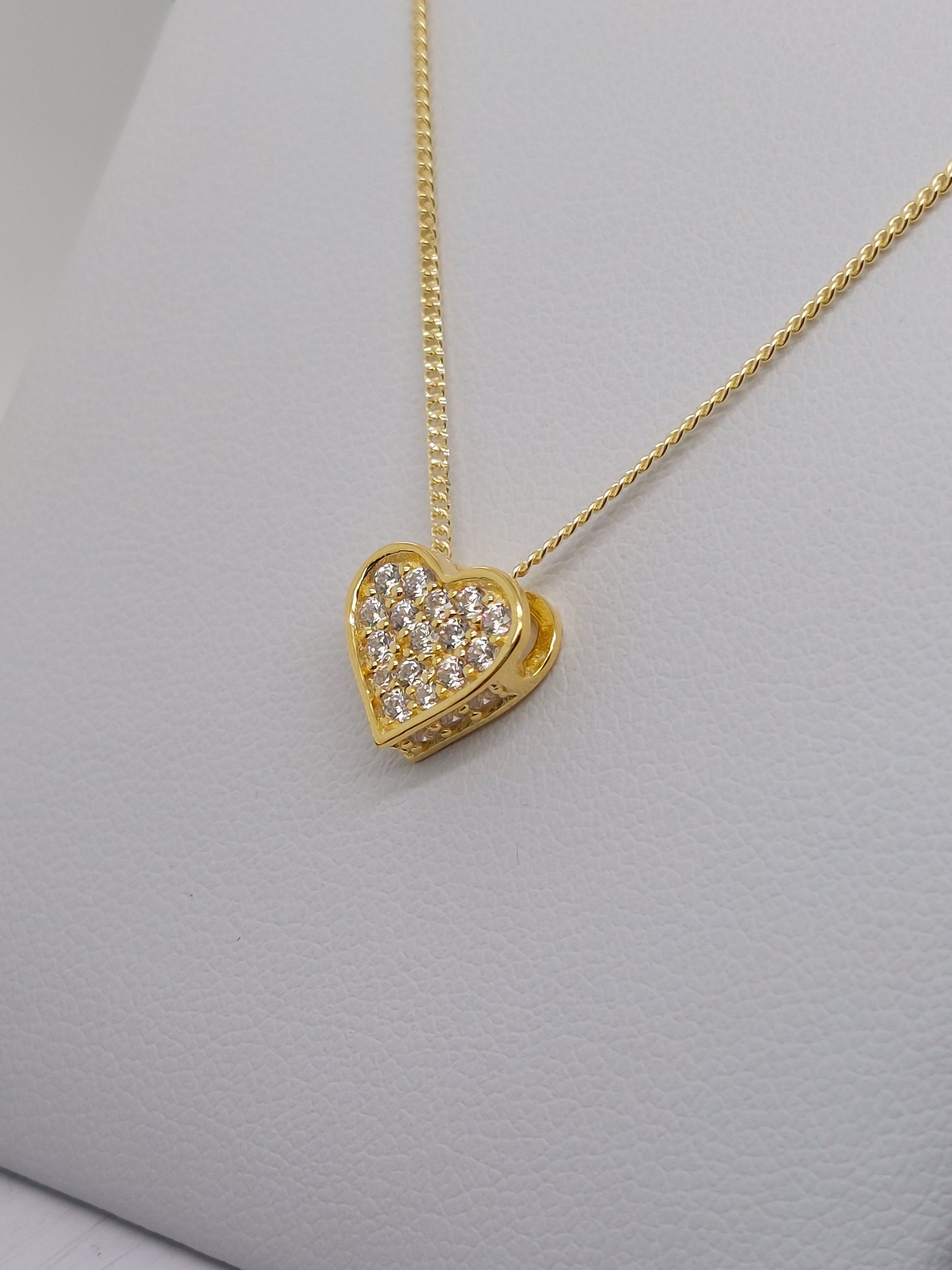 Gold Tone Pave Set Heart Necklace