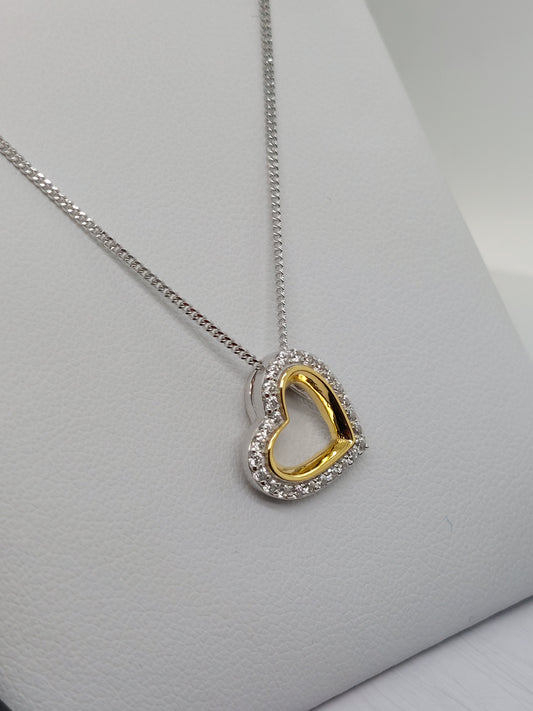 Angled Open Heart Necklace