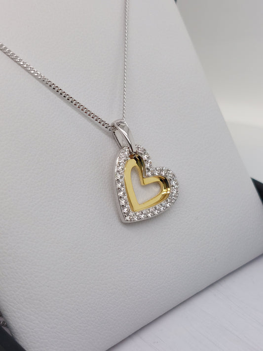 Gold Tone Double Heart Pendant