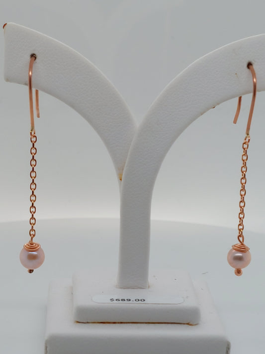 Pink Pearl Drop Earrings