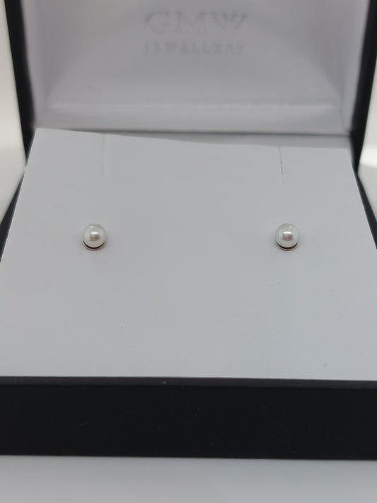 White Round Seed Pearl Studs 3mm