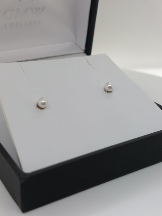 White Round Seed Pearl Studs 3mm