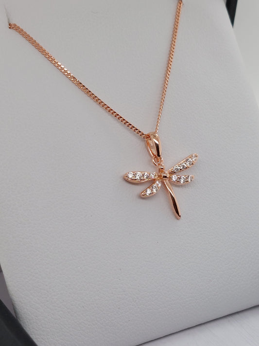 Rose Dragonfly Necklace