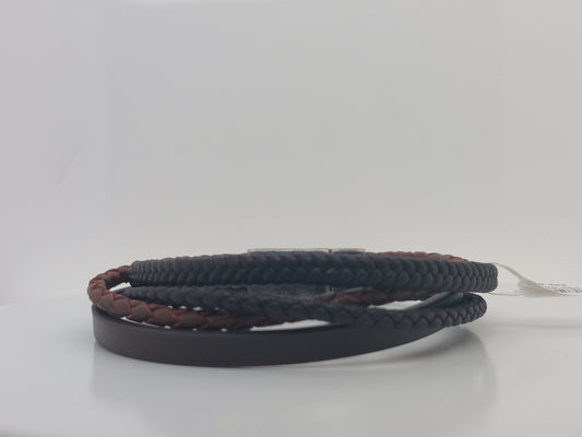 Gents Brown 4 Row Leather Bracelet