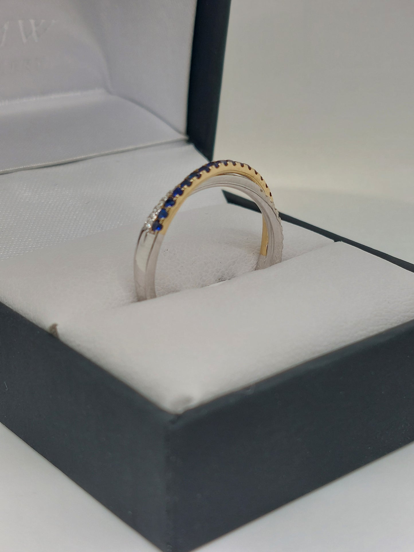 Sapphire & Diamond Crossover Ring