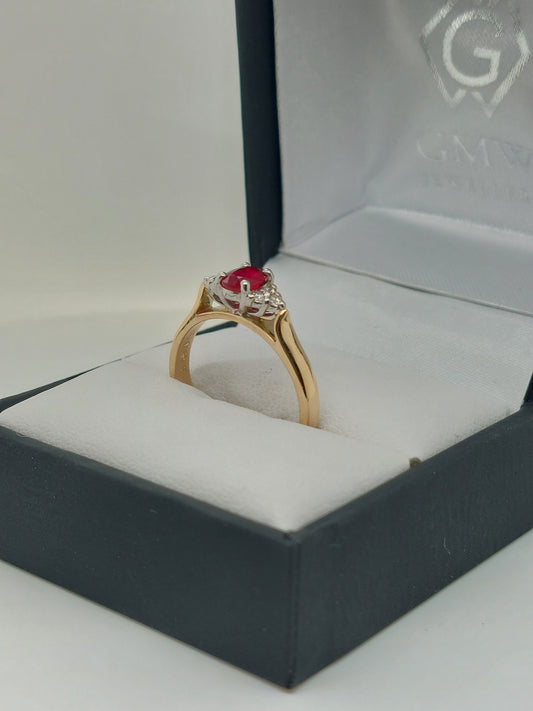 Ruby & Diamond Cluster Ring