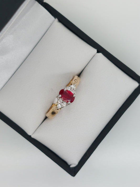 Ruby & Diamond Cluster Ring