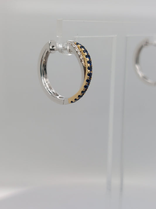 Sapphire & Diamond Crossover Hoops