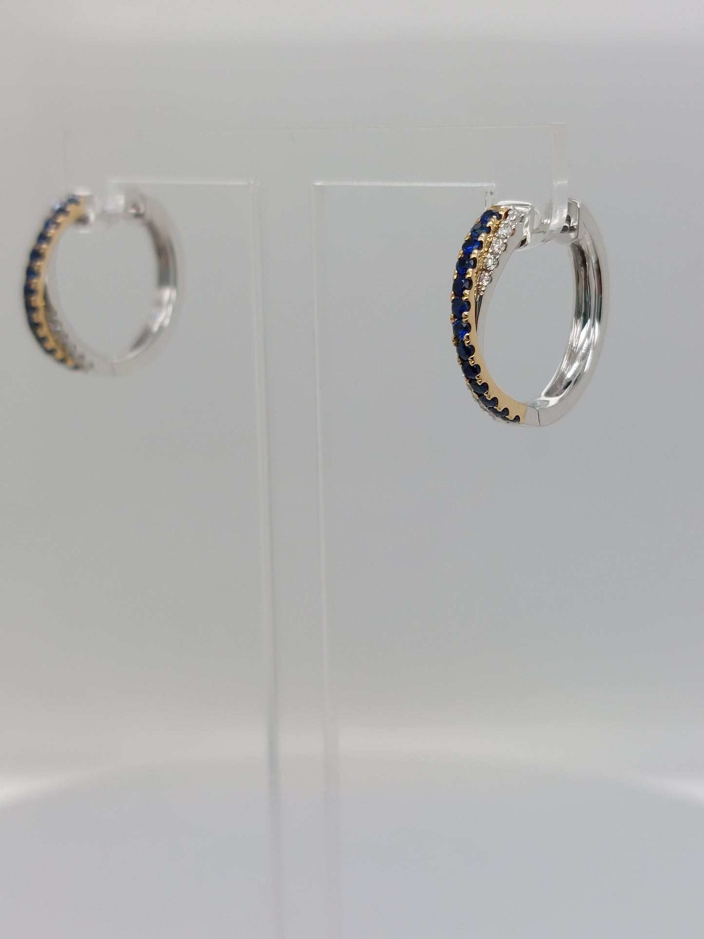 Sapphire & Diamond Crossover Hoops