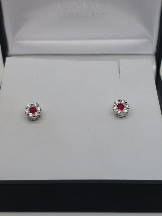 Ruby Cluster Stud Earrings