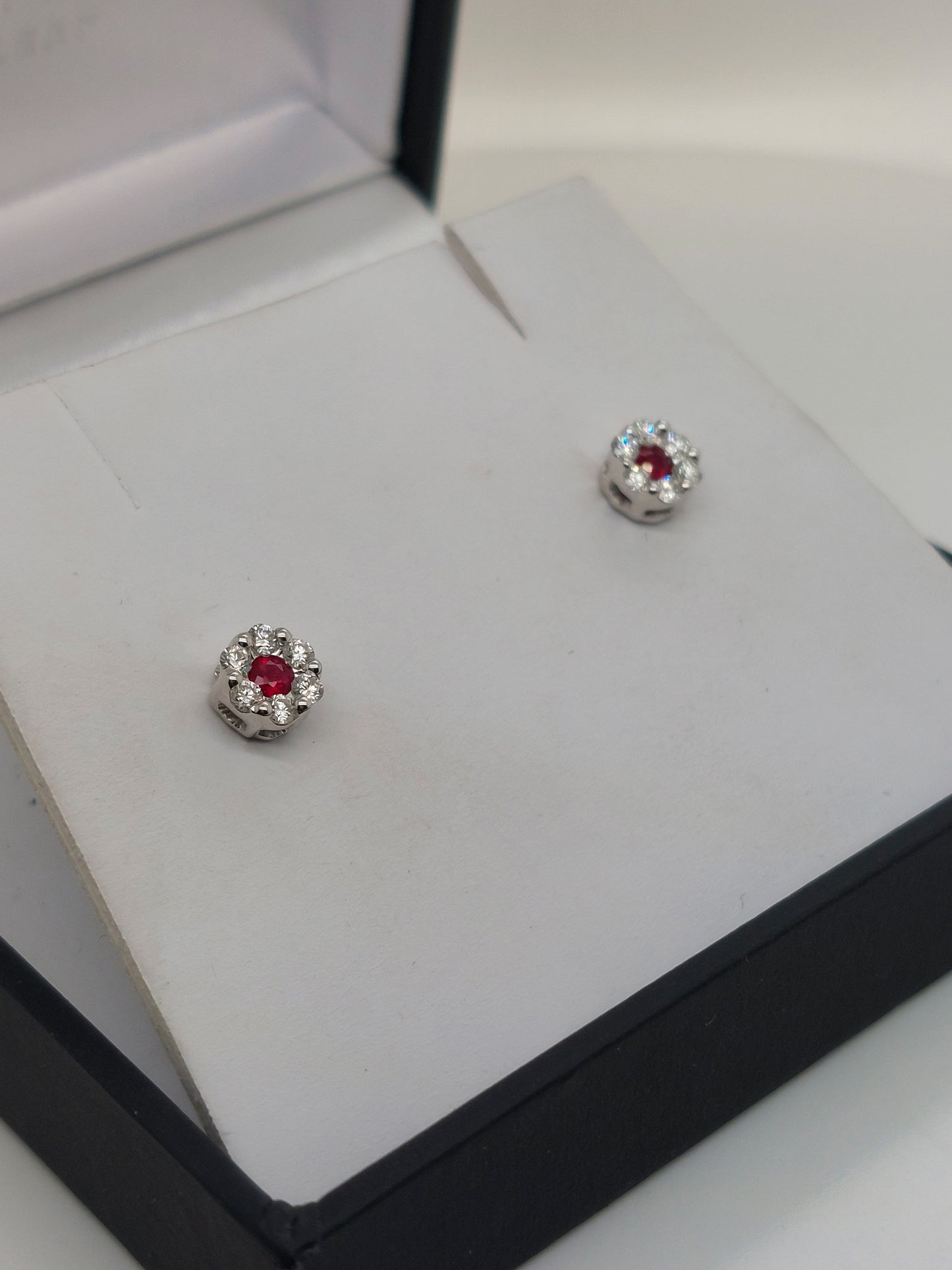 Ruby Cluster Stud Earrings