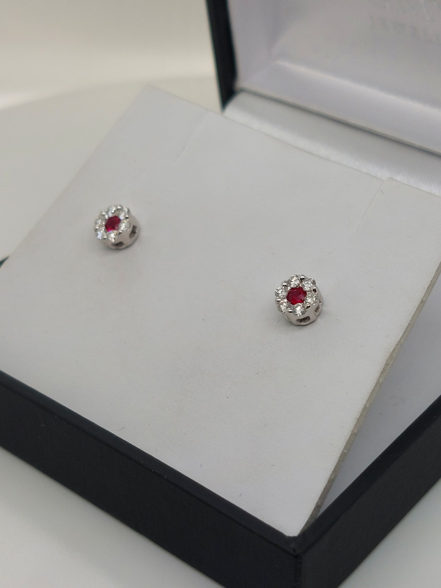 Ruby Cluster Stud Earrings