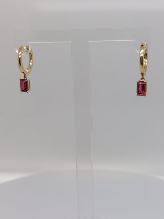 Garnet Huggie Earrings