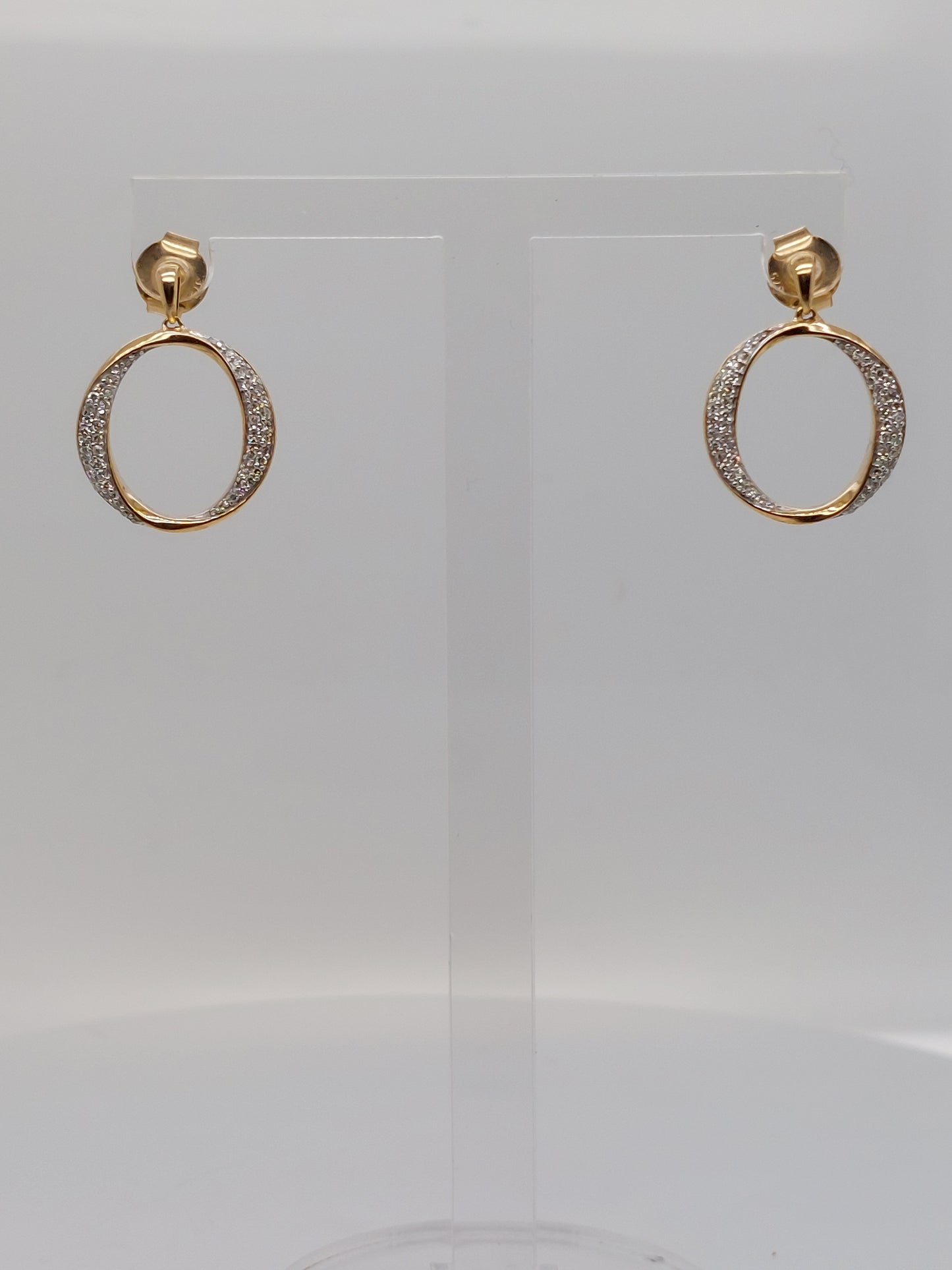 Circle Diamond Drop Earrings