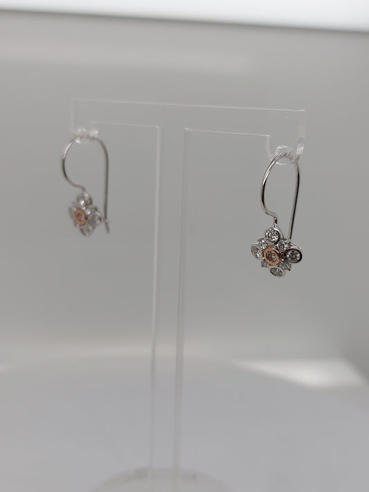 Pink Diamond Cluster Earrings