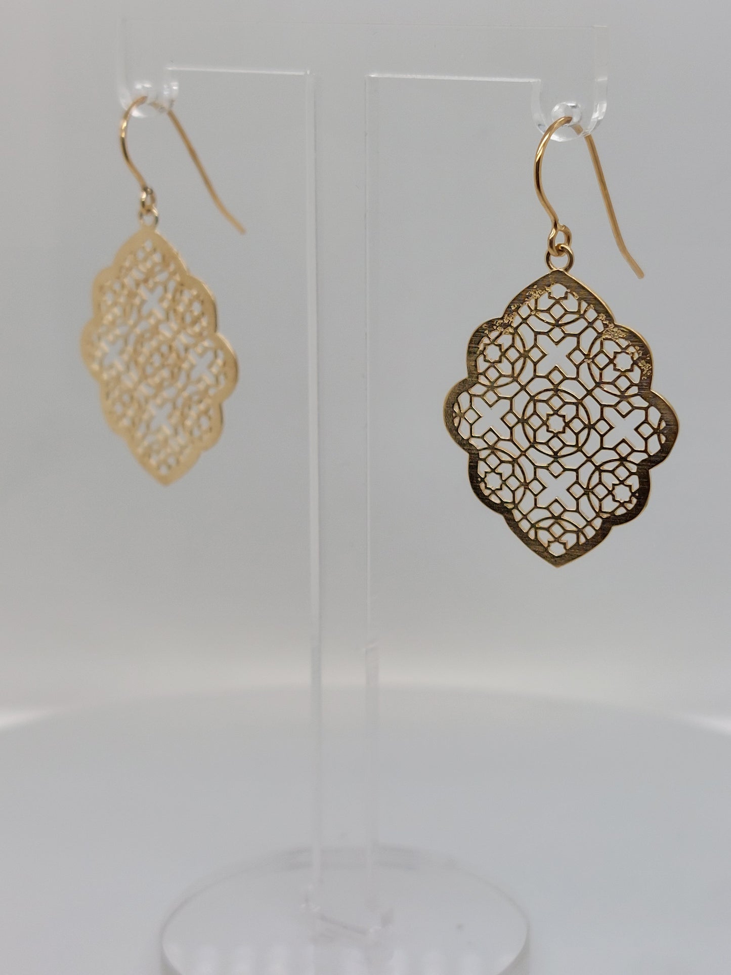 Yellow Filigree Teardrop Earrings