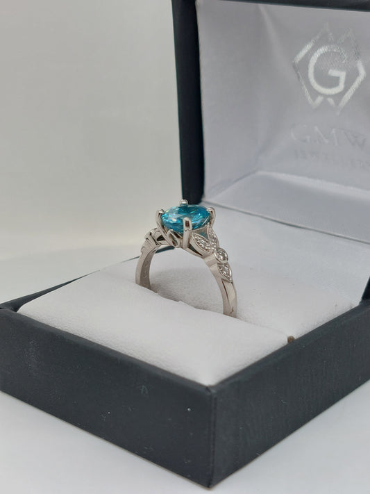 Blue Zircon Ring