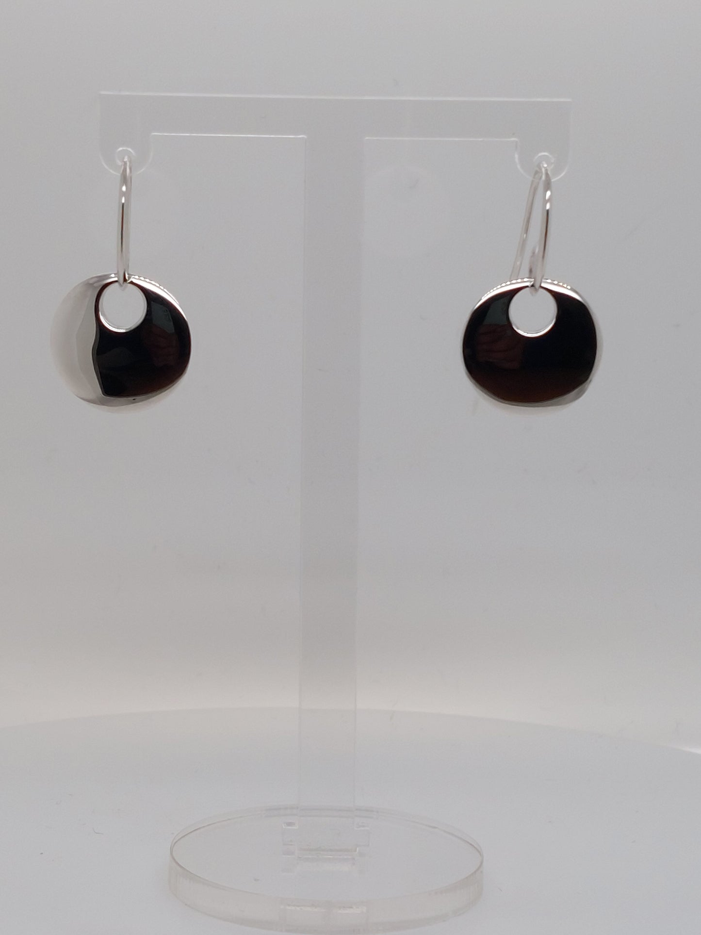 Silver Disk Drop Earrings