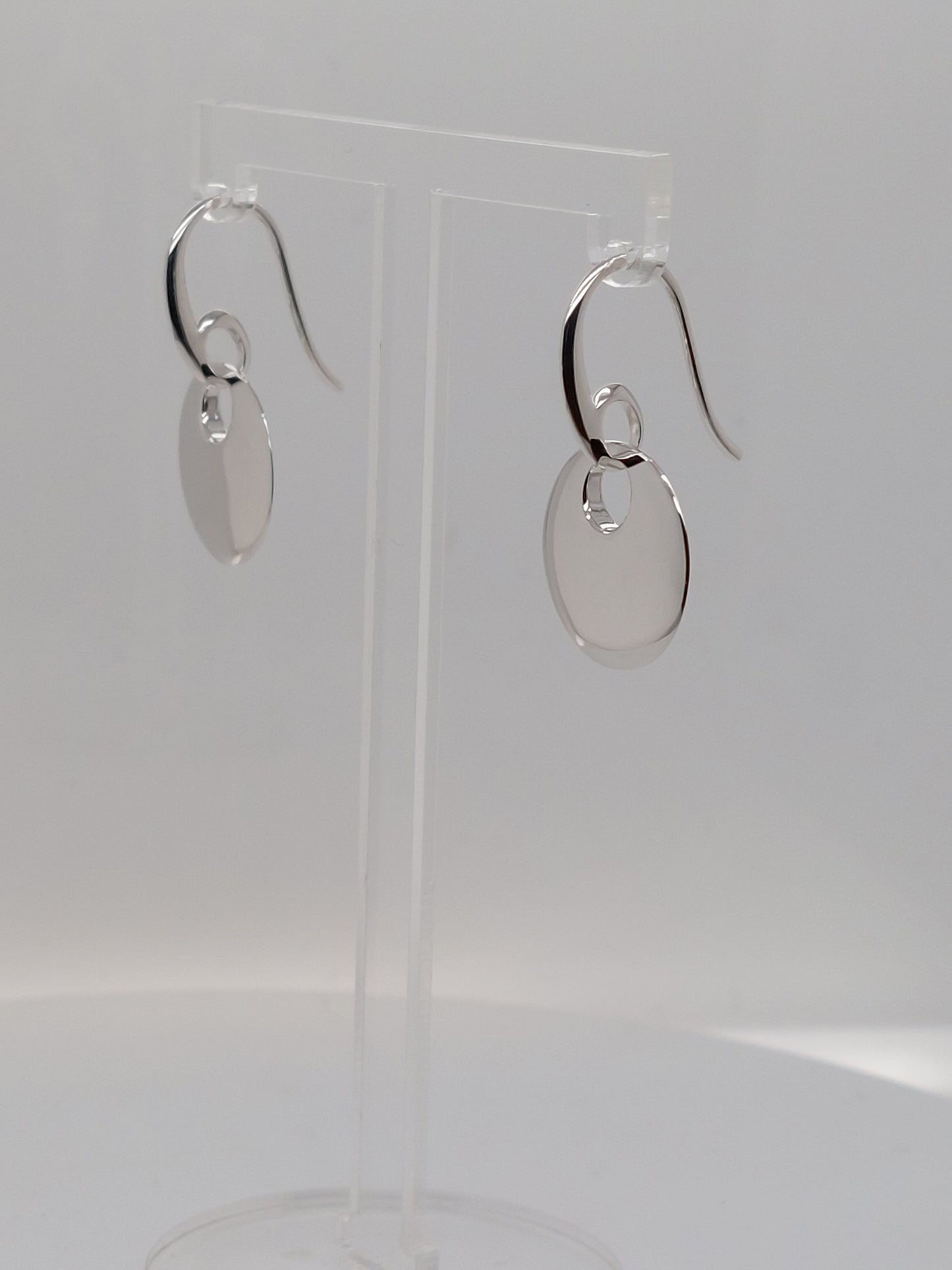 Silver Disk Drop Earrings