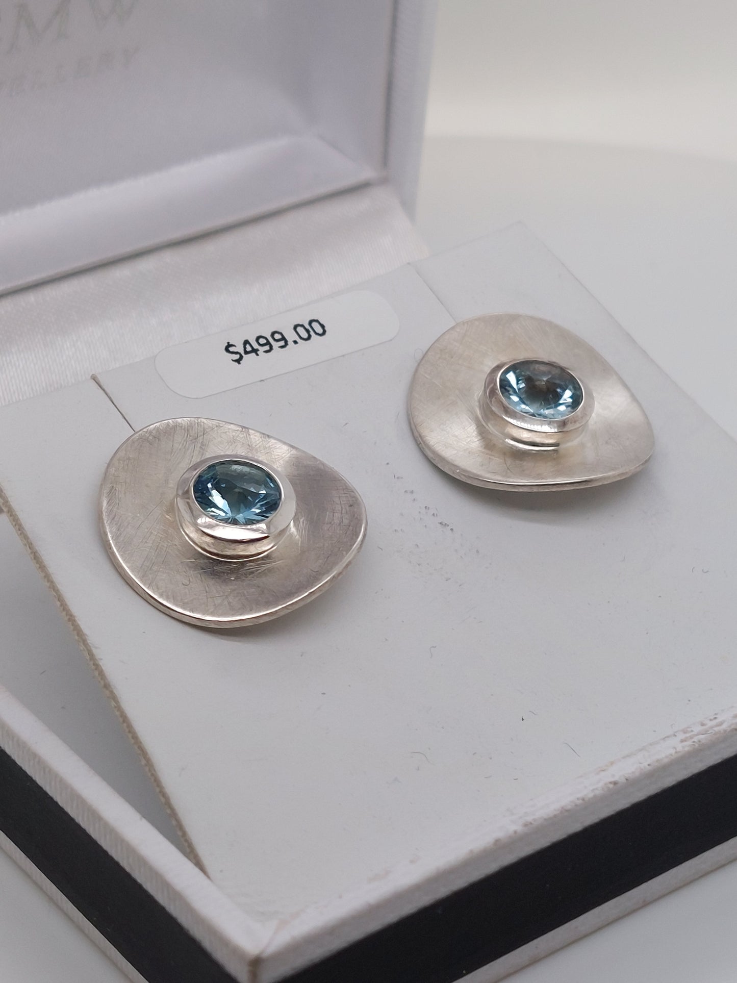 Matte Circle Topaz Studs