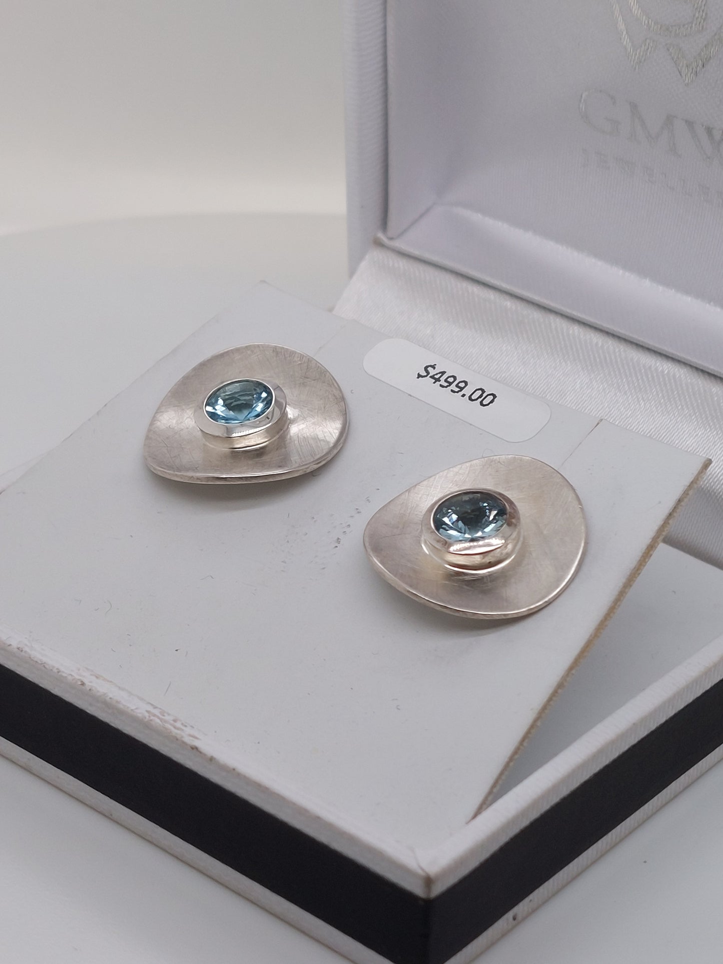 Matte Circle Topaz Studs